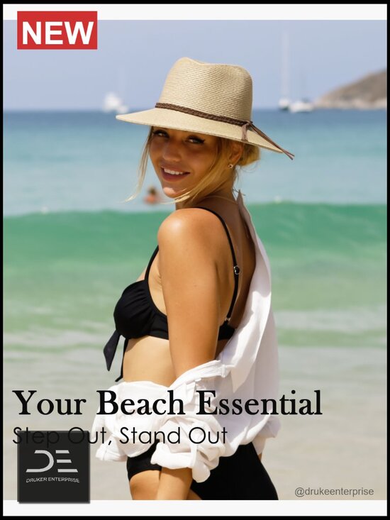 Women\'s Wide Brim Straw Sun Hat UPF 50+ Panama Fedora Packable Beach main image 7